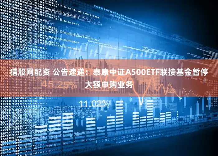 猎股网配资 公告速递：泰康中证A500ETF联接基金暂停大额申购业务